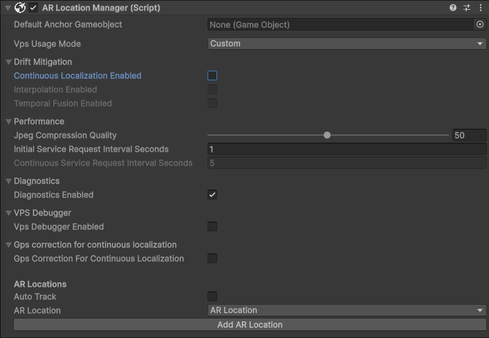 AR Location Manager Component