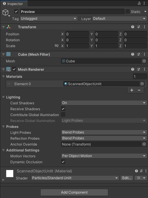 Create a prefab with mesh rendering components