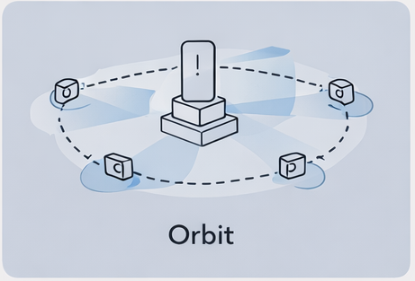 Camera moving in a circular path around stacked boxes in a room while pointing toward the center.