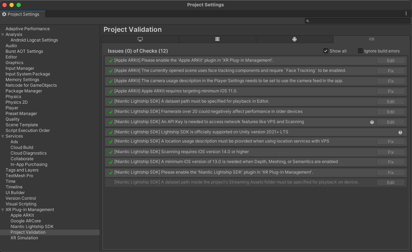 Project Validationオプショ